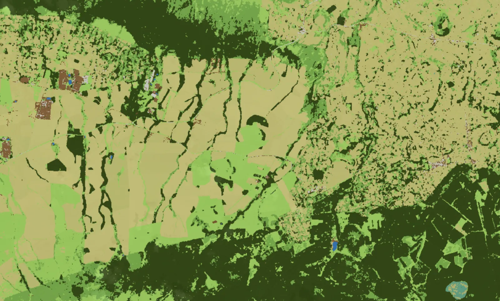 Nine-class V7 land-cover segmentation of the same Mount Kenya scene